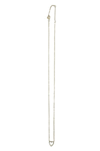 14K Yellow Gold Diamond Border Mother Of Pearl Heart Necklace