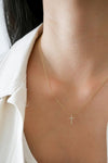 Diamond Cross Necklace in 14k Yellow Gold