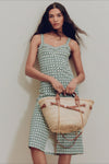 Colleen Stretch-Linen Midi Dress in Dove Multi