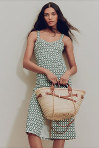 Colleen Stretch-Linen Midi Dress in Dove Multi