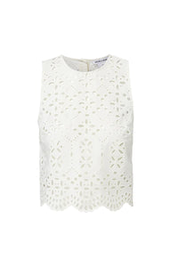 Adelyn Cotton Eyelet Tank in Off White