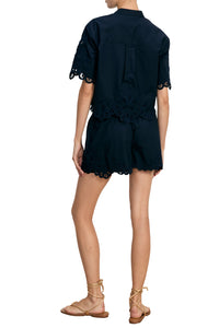 Aleck Lace Button-Down Shirt in Navy