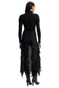 Ava Silk Maxi Skirt in Black