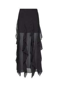 Ava Silk Maxi Skirt in Black