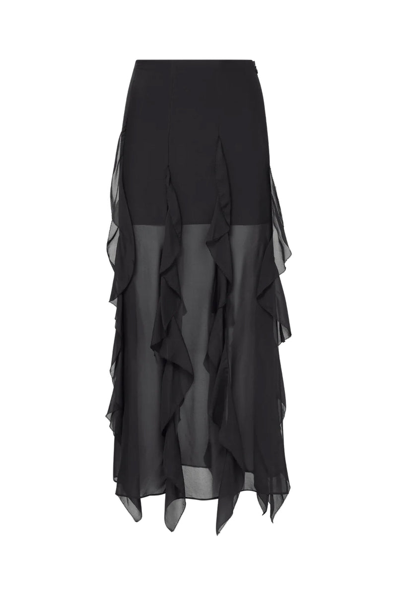 Ava Silk Maxi Skirt in Black