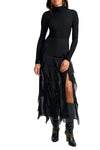 Ava Silk Maxi Skirt in Black