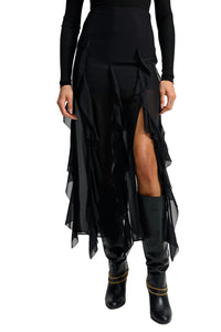 Ava Silk Maxi Skirt in Black