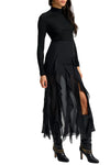 Ava Silk Maxi Skirt in Black