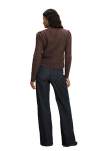 Solene Brushed Cashmere Cardigan in Espresso