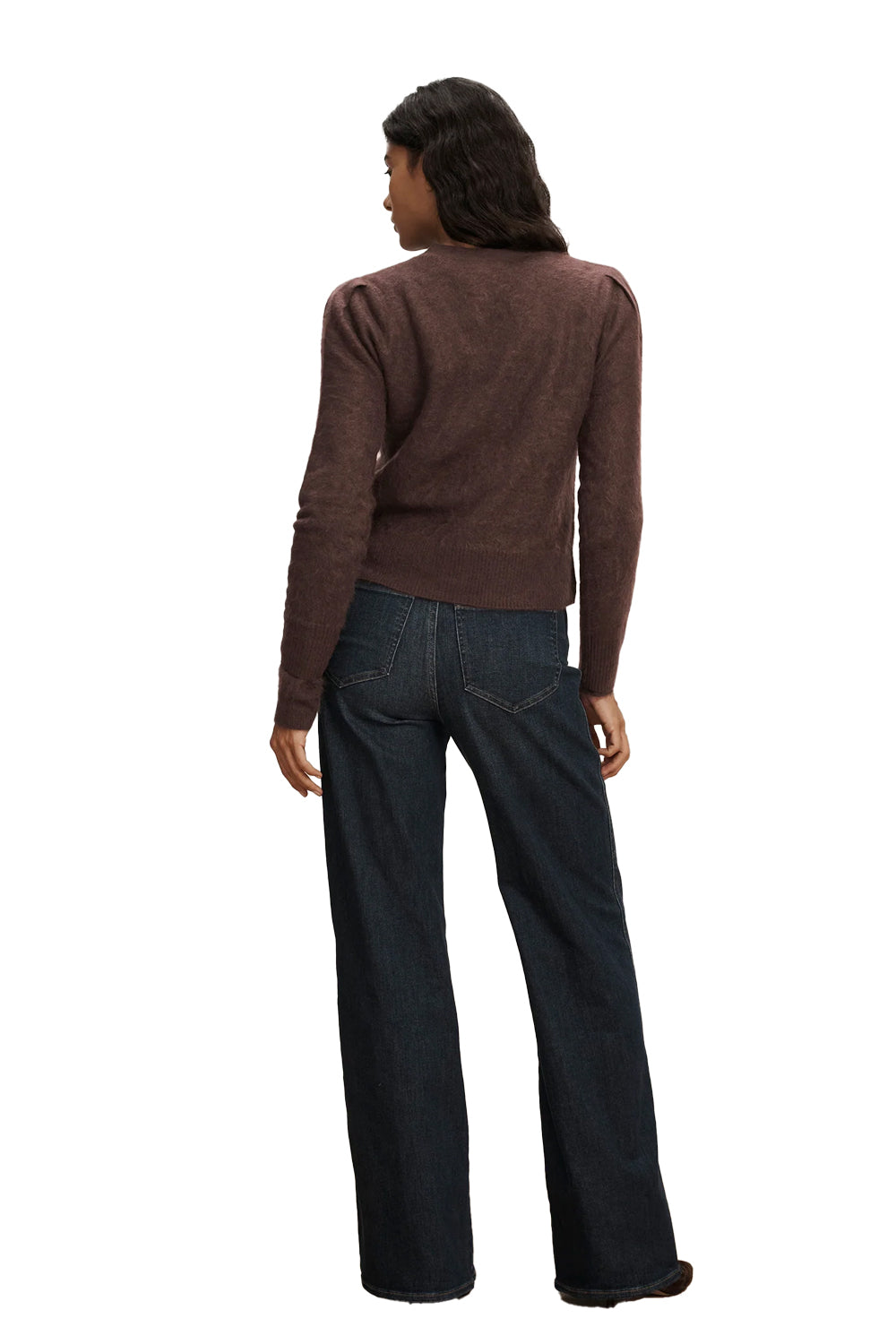Solene Brushed Cashmere Cardigan in Espresso