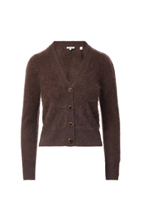 Solene Brushed Cashmere Cardigan in Espresso