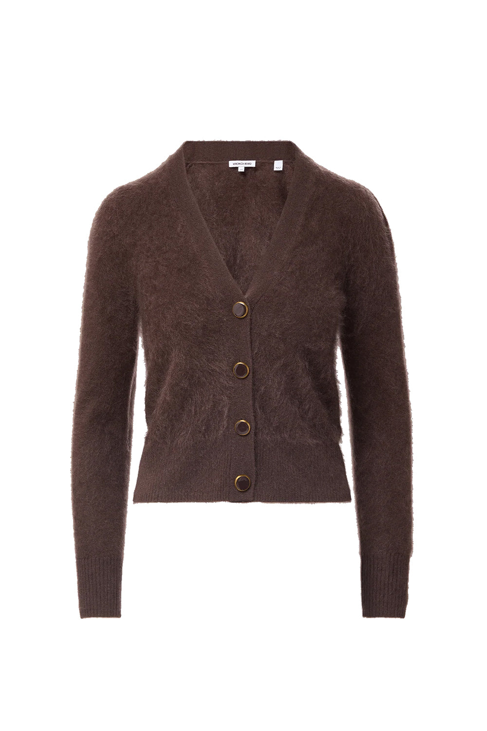 Solene Brushed Cashmere Cardigan in Espresso