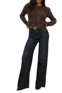 Solene Brushed Cashmere Cardigan in Espresso