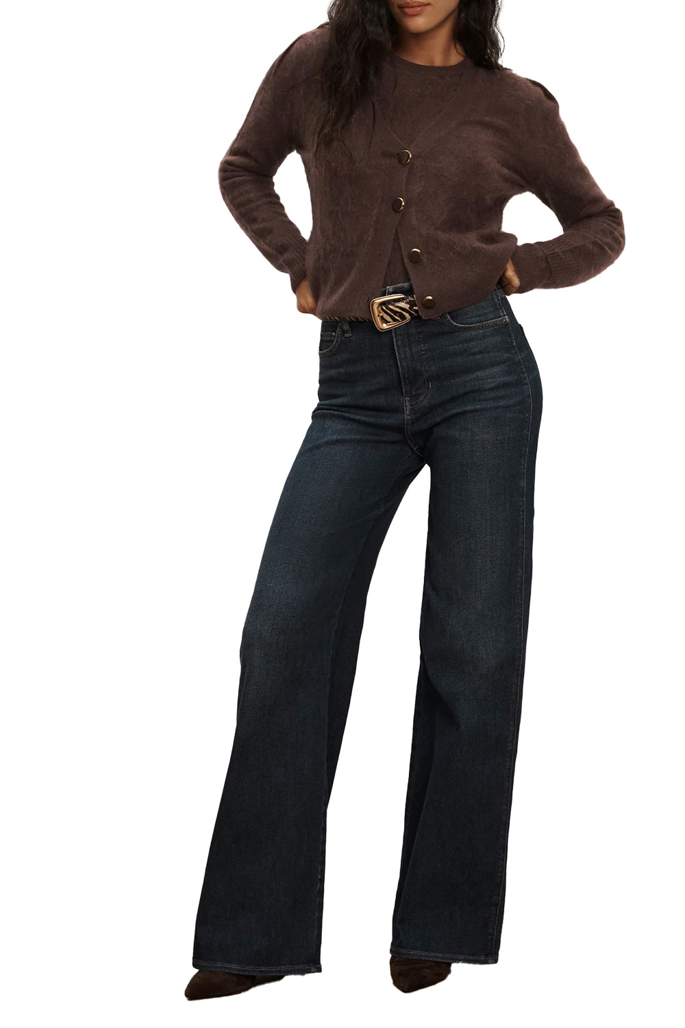 Solene Brushed Cashmere Cardigan in Espresso