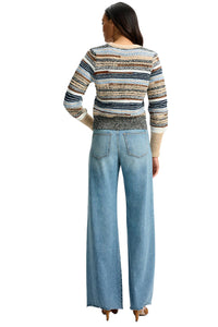Cecily Cardigan Knit Sweater in Whiskey Multi