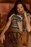 Cecily Cardigan Knit Sweater in Whiskey Multi