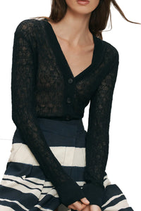 Ingraham Linen Cardigan in Navy