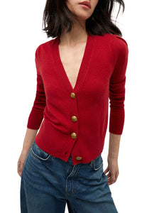 Solene Cashmere Cardigan in Crimson