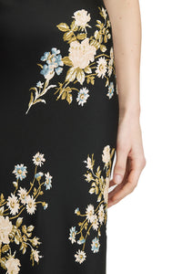 Clover Floral Midi Skirt in Black Multi