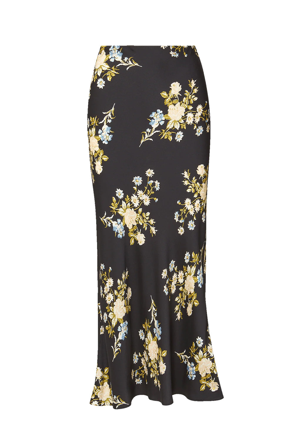 Clover Floral Midi Skirt in Black Multi