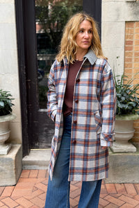 Laurent Removable-Collar Dickey Coat in Heather Grey Multi