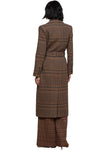 Kolina Plaid Long Coat in Brown Plaid