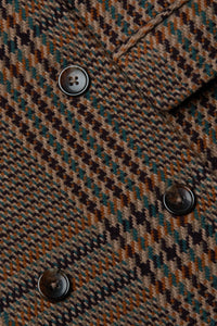 Kolina Plaid Long Coat in Brown Plaid