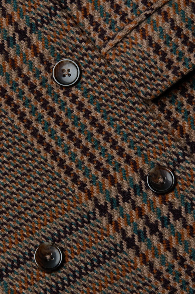 Kolina Plaid Long Coat in Brown Plaid