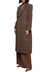 Kolina Plaid Long Coat in Brown Plaid