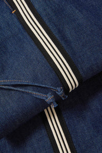 Taylor Track-Stripe Wide-Leg Jean in Indigo Rinse