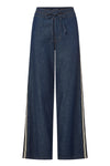 Taylor Track-Stripe Wide-Leg Jean in Indigo Rinse