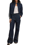 Taylor Track-Stripe Wide-Leg Jean in Indigo Rinse