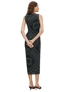 Sylviani Bandana Midi Dress in Navy/Dove White