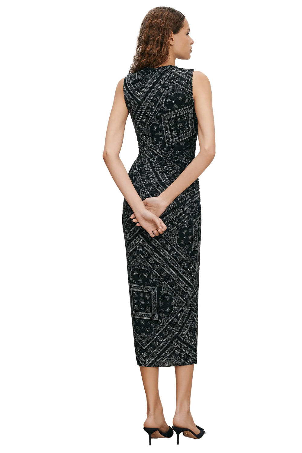 Sylviani Bandana Midi Dress in Navy/Dove White