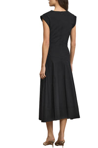 Lisette Cotton Poplin Midi Dress in Black
