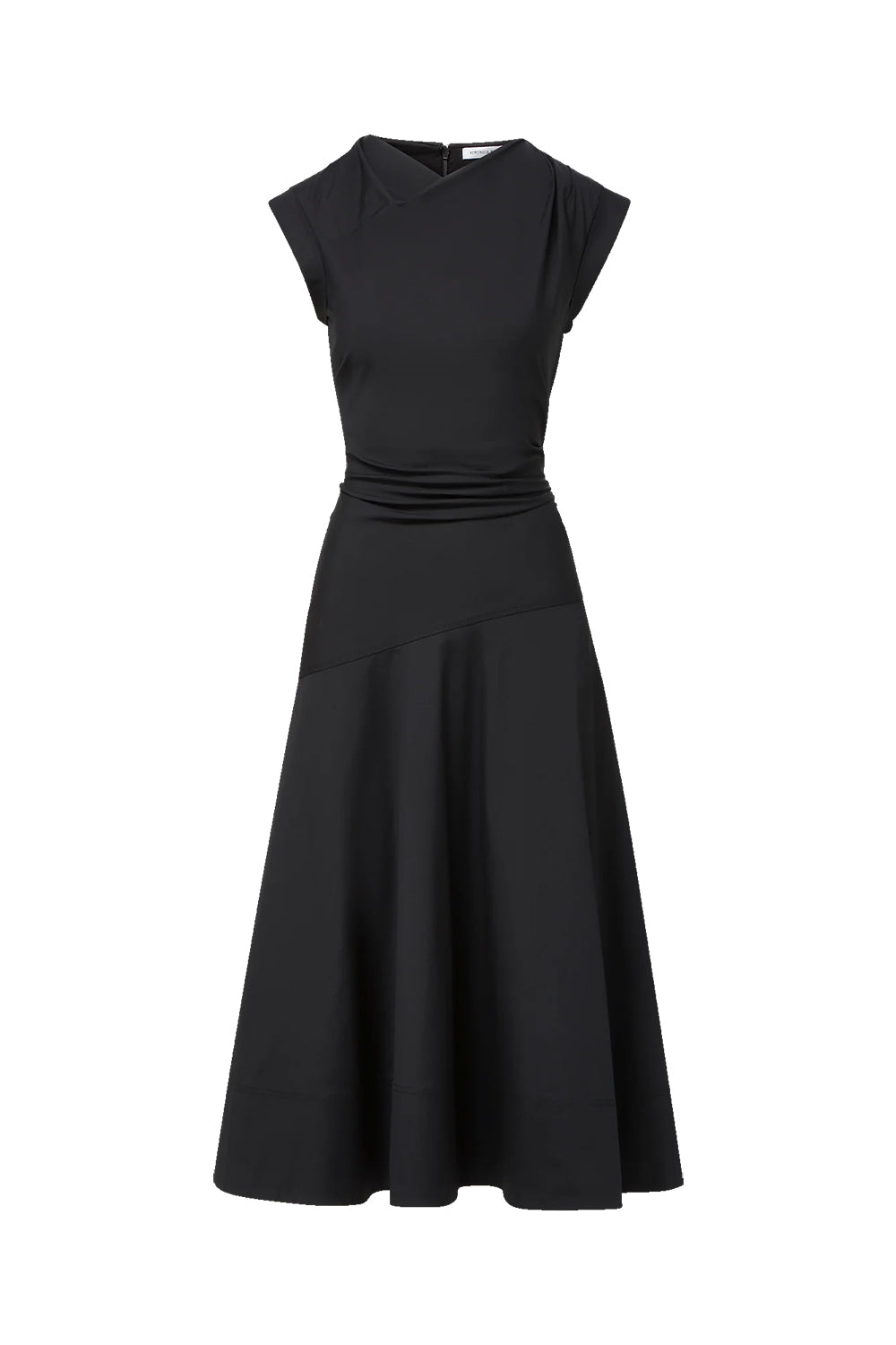 Lisette Cotton Poplin Midi Dress in Black