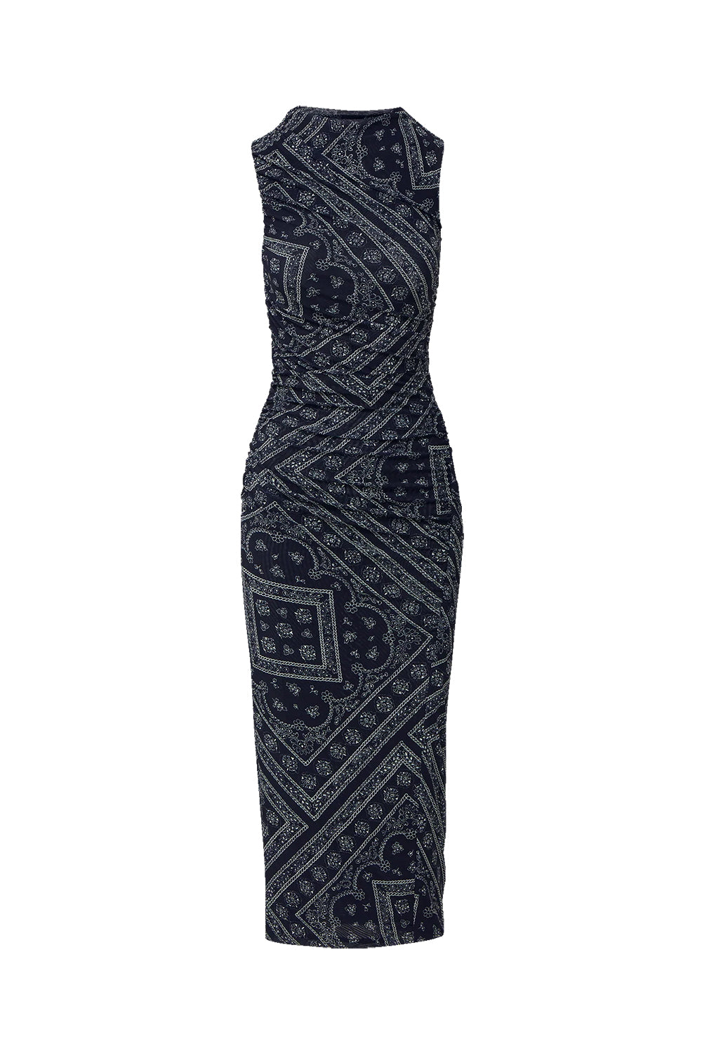 Sylviani Bandana Midi Dress in Navy/Dove White