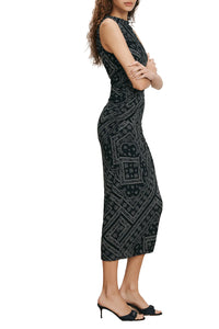 Sylviani Bandana Midi Dress in Navy/Dove White