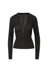 Drexler Ribbed Henley Top in Black
