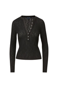 Drexler Ribbed Henley Top in Black