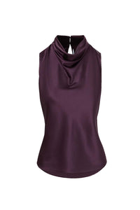 Tam Silk Sleeveless Top in Dark Eggplant