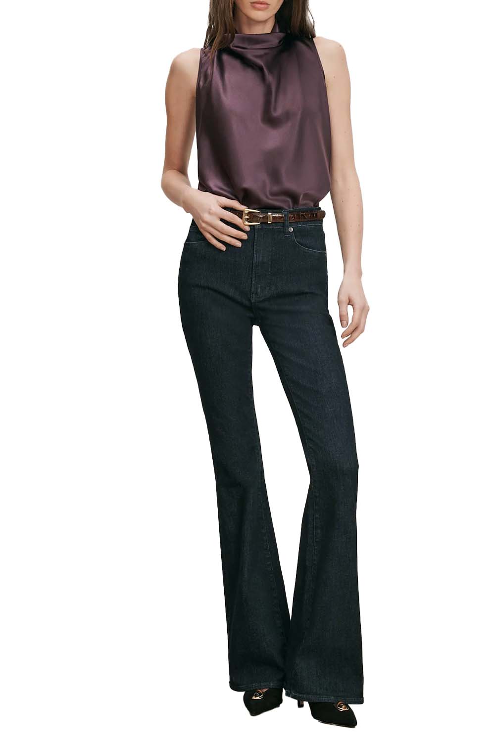 Tam Silk Sleeveless Top in Dark Eggplant