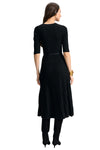 Elthea Belted Midi Dress in Black