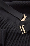 Elthea Belted Midi Dress in Black