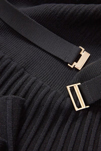 Elthea Belted Midi Dress in Black