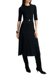 Elthea Belted Midi Dress in Black