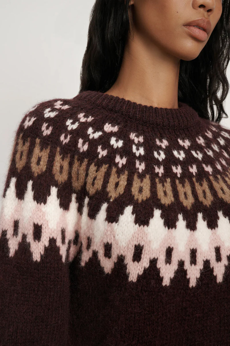 Anne Fair Isle Sweater in Raisin Multi