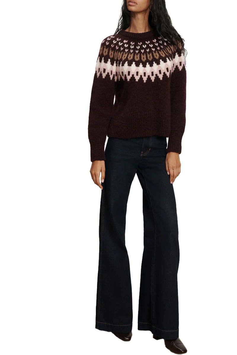 Anne Fair Isle Sweater in Raisin Multi