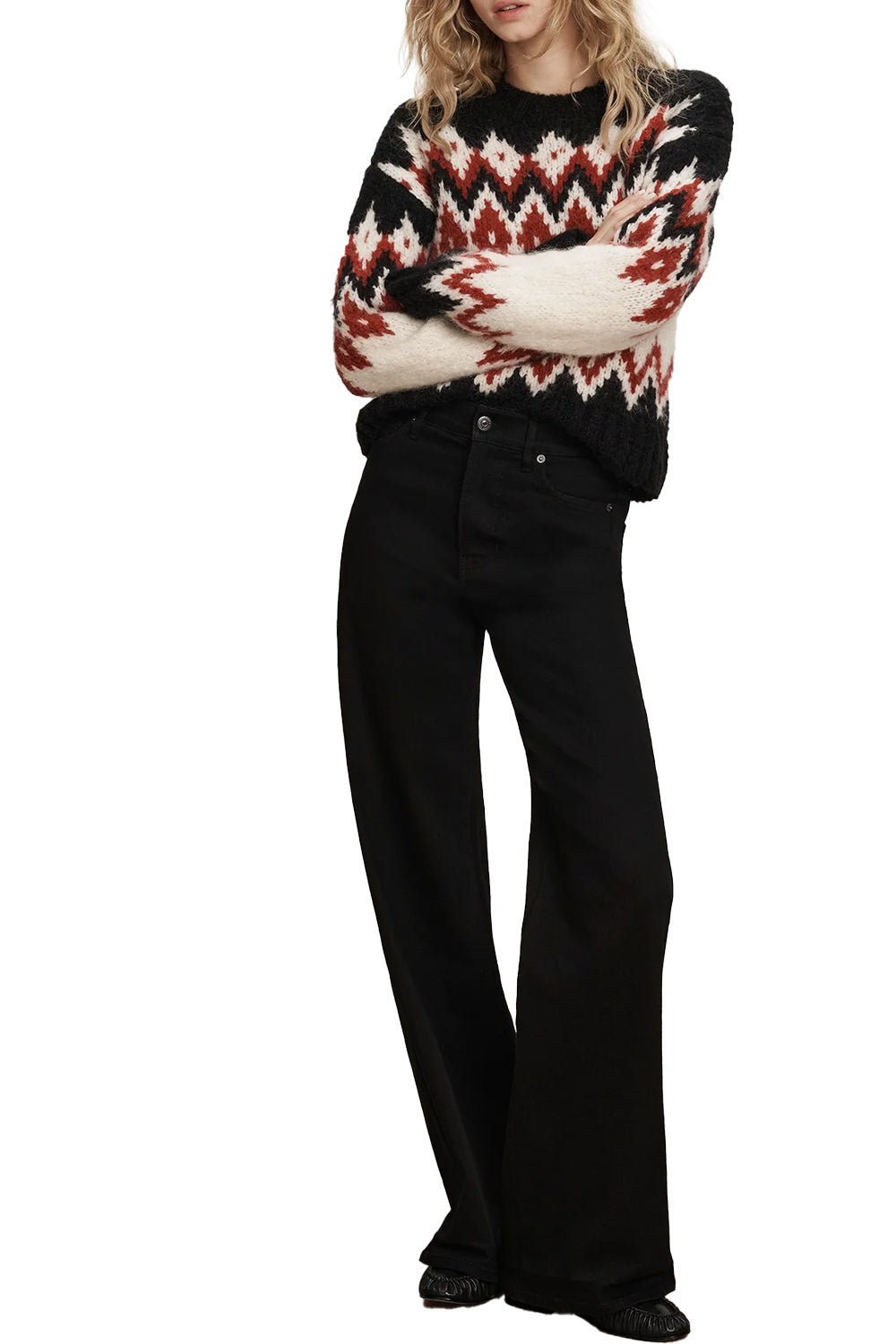 Jessalynn Fair Isle Sweater in Oatmeal Melange Multi