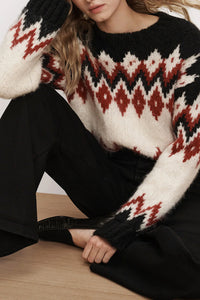 Jessalynn Fair Isle Sweater in Oatmeal Melange Multi